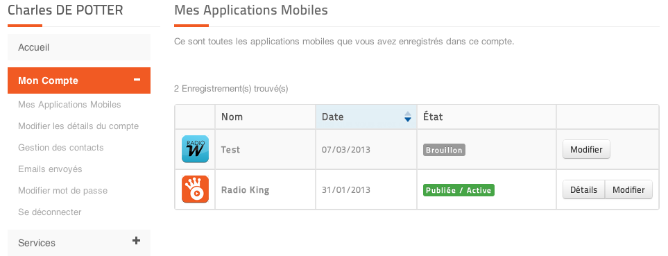 Gérez vos applications mobiles radio sur votre espace client Radio King