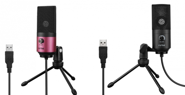 Comparing the K669 and K669B Fifine Microphone next to each other