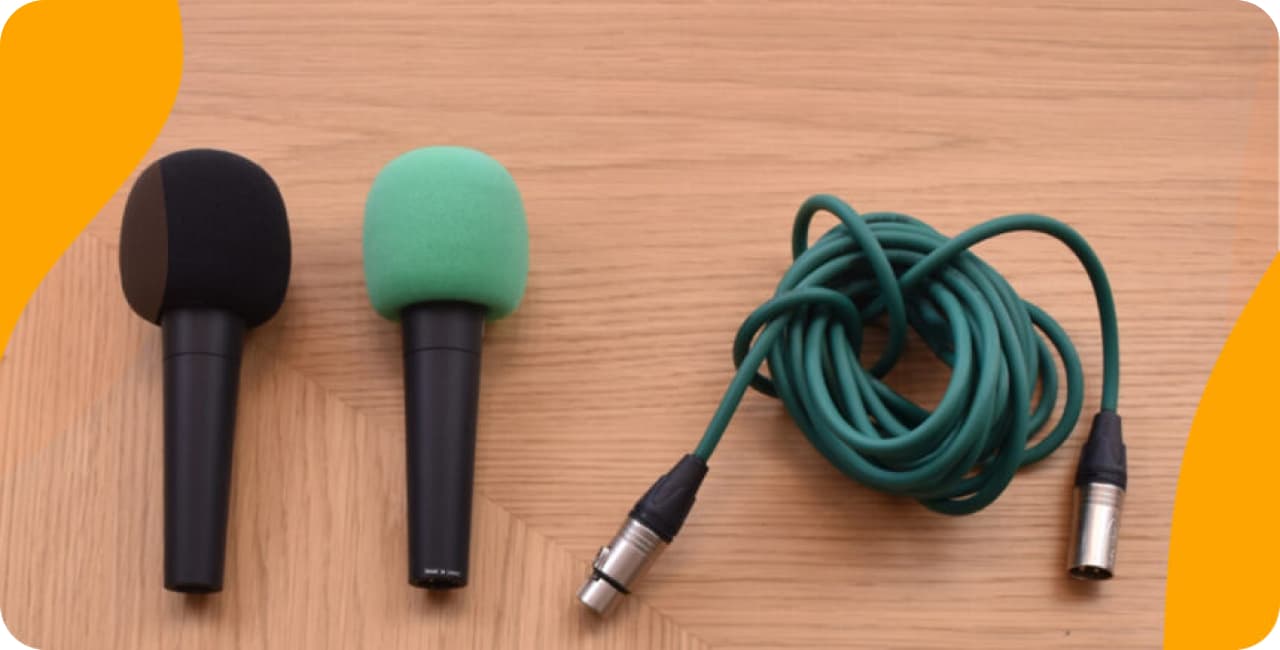 microphone et cable dun studio radio