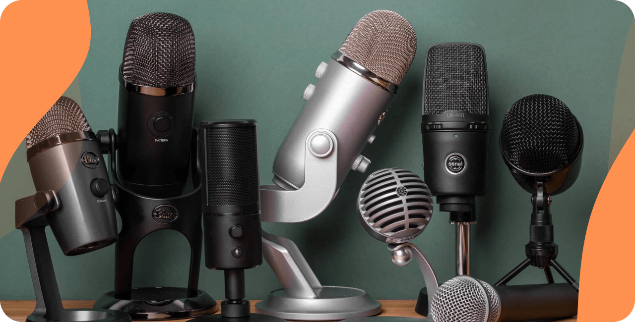 Equipment for a radio station: microphones