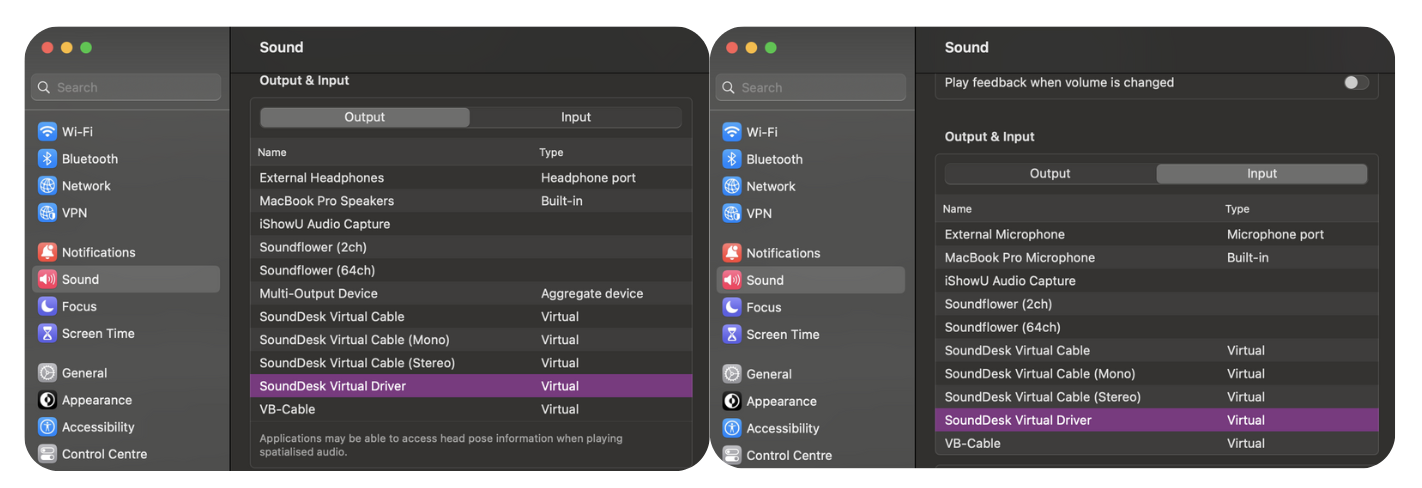 Configure Mac Audio Settings for online mixing desk