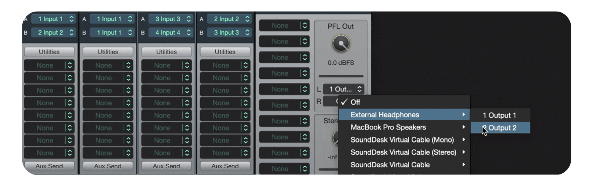 Configure ouputs in SoundDesk