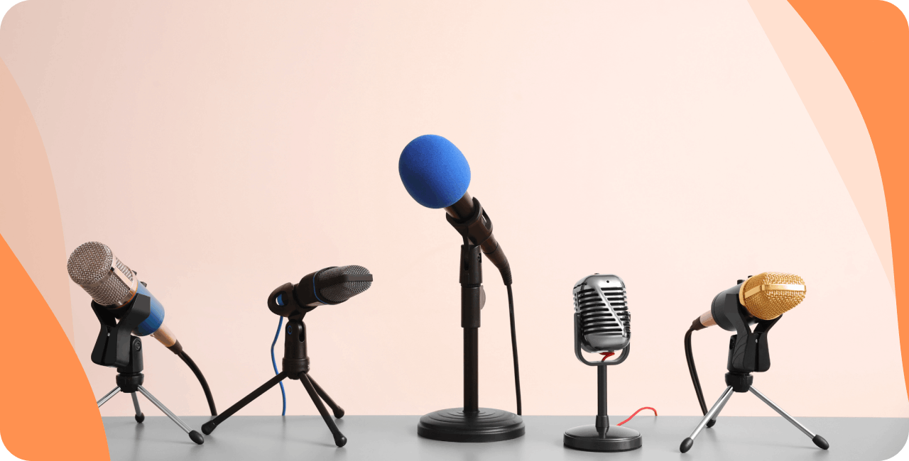 A selection of different types of microphones